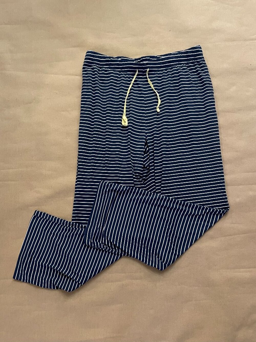 Life is Good Sleep Lounge Pants Sz L Striped Pajamas Blue White Elastic Waist